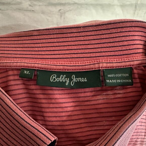 Bobby Jones Men's Pink Striped Polo, XL - Picture 5 of 6
